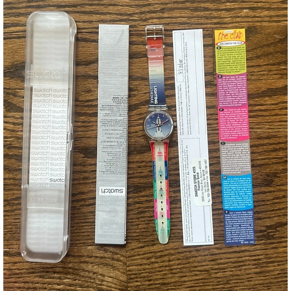 Swatch Gent GK309 Watch Empire State Building Lighting Schedule New York Vintage